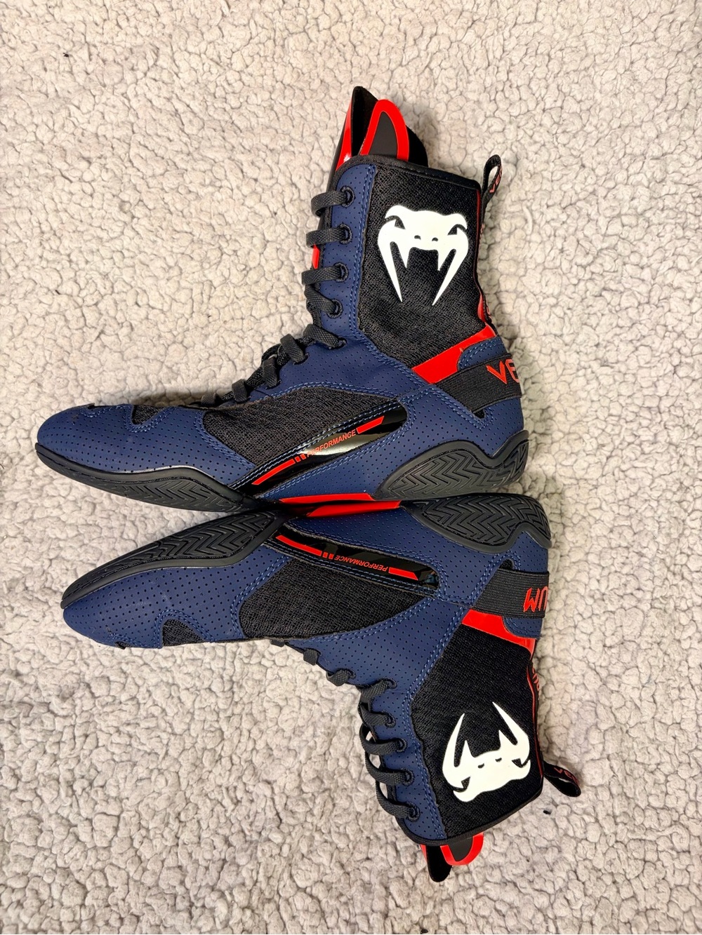Venum Elite Boxing Shoes Navy/Black/Red – Size EU 40.5/ US M 8/ W 9.5
